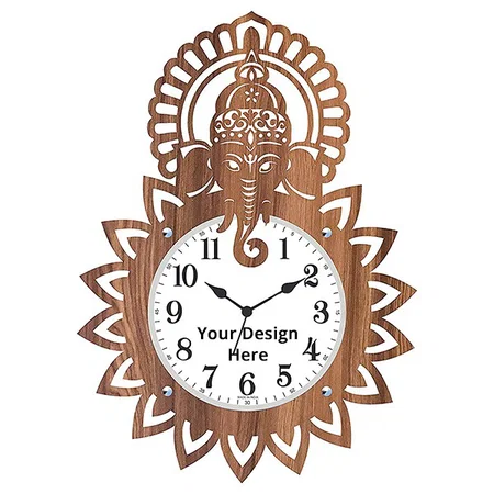 Brown Customized Design Wooden Decorative Round Wall Clock for Hall/Bedroom/Office