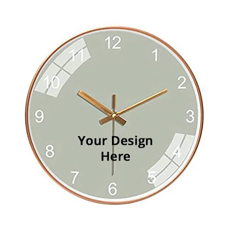 Grey Customized Non Ticking Silent Quartz Clock for Living Room Bedroom Office | Mute and Quiet Wall Clocks