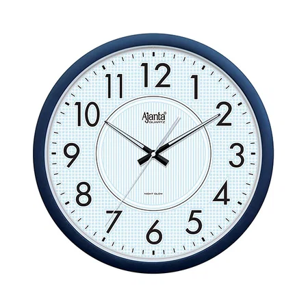 White with Blue Panel Customized Ajanta Wall Clock Designer 14" Wall Clock for Home, Bedroom, Living Room and Hall