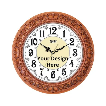 Brown Customized Ajanta Quartz Plastic Silent Sweep Movement Vintage Wall Clock 14" Wall Clock