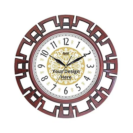 White with Brown Panel Customized Ajanta Wall Clock 15.7" Vintage Wall Clock for Bedroom, Hall, Drawing Room &amp; Home