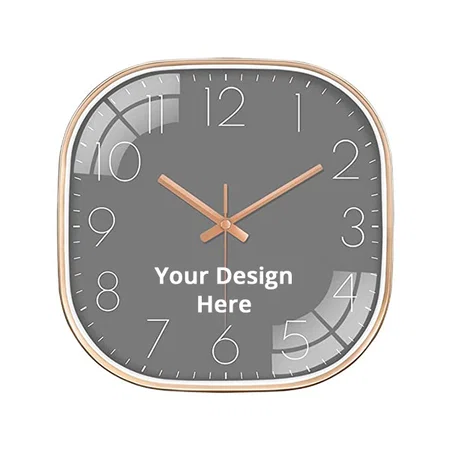 Grey Customized Silent Mute Wall Clocks Battery Operated Non-Ticking Quiet Decorative Wall Clocks for Living Room, Bathroom, Kitchen