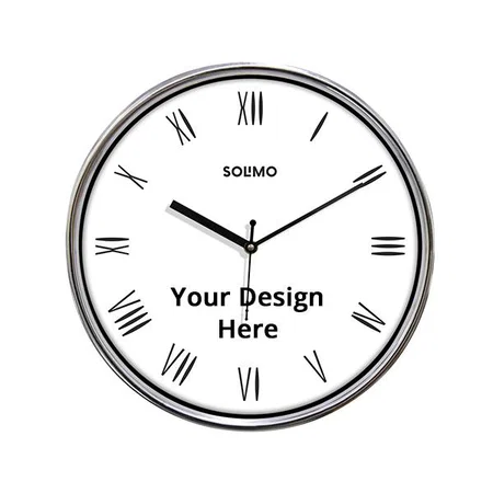 White Customized Glass Wall Clock - Dual Frame Roman Numbers, Silent Movement Clock (Size-12 Inches)