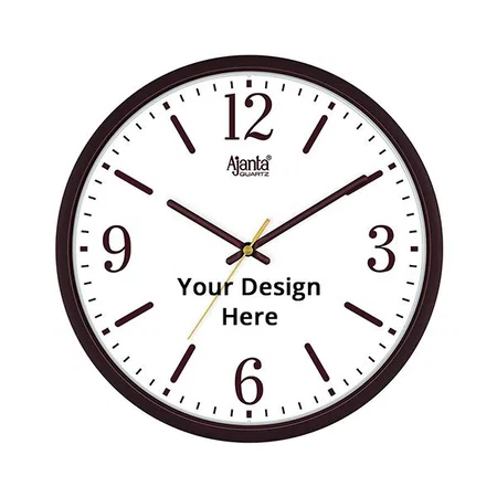 Brown Customized Ajanta Quartz Real Silent Sweep Movement 12 Inches Designer Wall Clock for Home