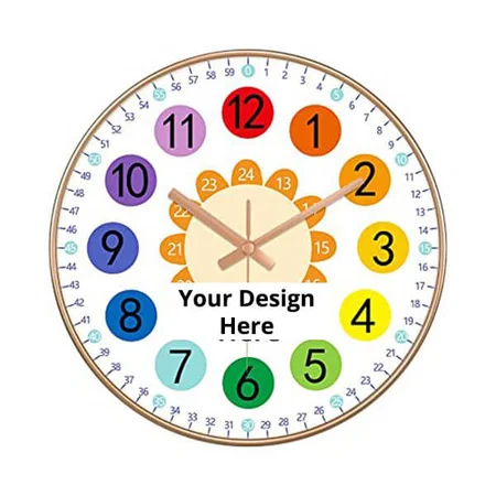 Multi Color Customized Silent Mute Wall Clocks Battery Operated Non-Ticking Quiet Decorative Wall Clocks for Living Room, Bathroom, Kitchen - Thicken Plastics Frame Glass Cover