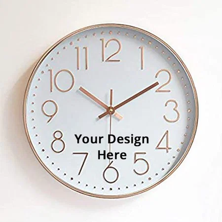 Rose Gold Customized Wall Clock 12" Silent Quartz Decorative Latest Wall Clock Non-Ticking Classic Clock Battery