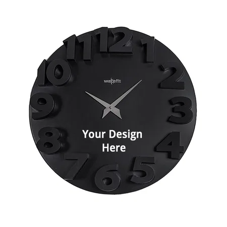 Black Customized Plastic Wall Clock For Home Wall Clock/ Black Beauty Analog Clock (Size - 35.0 x 35.0 x 3.0 Cm)