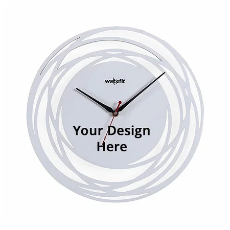 White Customized Wall Clock for Home, Wall Clock for Living Room/Bedroom, Round Wall Clock for Home Stylish Latest, Swirls Analog Clock (Size - 30.5 x 30.5 x 2.5 cm)