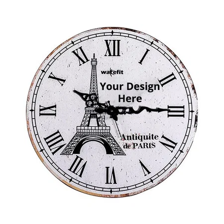 Off white Customized Wall Clock for Home, Wall Clock for Living Room/Bedroom, Round Wall Clock for Home Stylish Latest, Parisian Dream Analog Clock (Size - 37.5 x 37.5 x 3.0 cms)