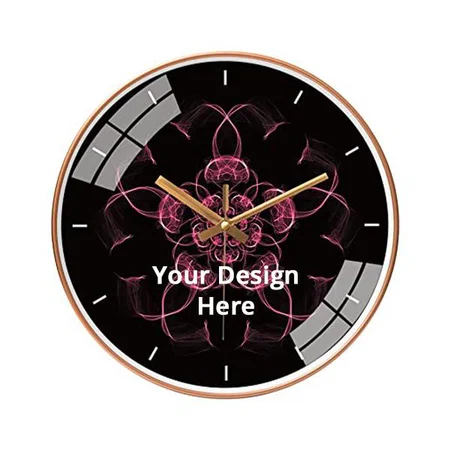 Black with Pink Panel Customized Non Ticking Silent Quartz Wall Hanging Clock Bedroom Hall Living Room Office | Mute and Quiet Wall Clocks| Home Decorative Art Collection