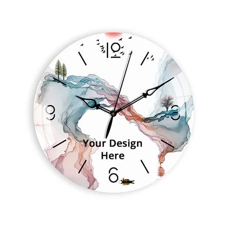 White Customized Beautiful Scenery Printed Acrylic Wall Clock for Home &amp; Office Decorative ( Size - 12" )