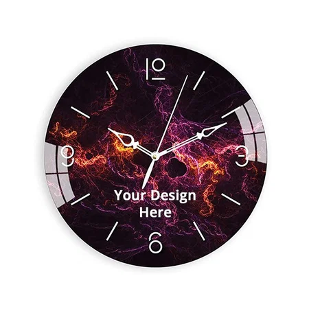 Black Purple Customized Fire Flames Printed Acrylic Wall Clock for Home &amp; Office Decorative (Size - 12")