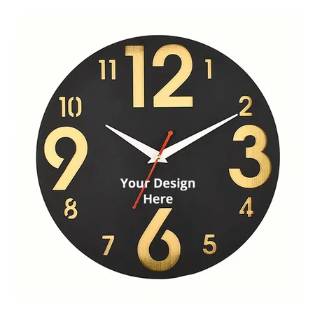 Black Customized Wooden Wall Clock Big Size 12" Silent Quartz Decorative Wall Clock Non-Ticking Antique Battery Operated Easy to Read Wall Clock for Home Living Room Bedroom Office