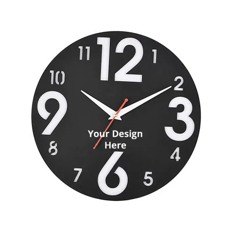Black Customized Wooden Wall Clock, Silent Quartz Decorative Wall Clock, Non-Ticking Antique Battery Operated (Size 12″)