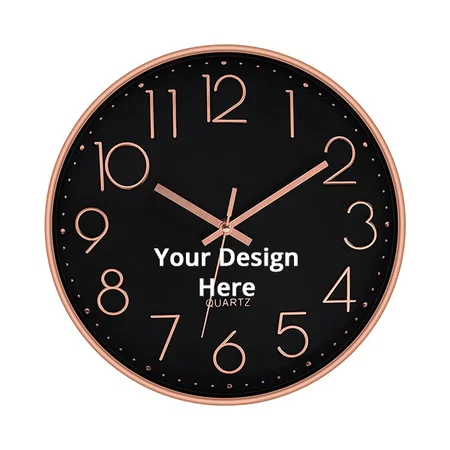 Rose Black Customized Wall Clock 12" Silent Quartz Decorative Wall Clock Non-Ticking Classic Digital Clock Battery Operated Round Easy to Read Handheld Complete Home/Kitchen/Bedroom