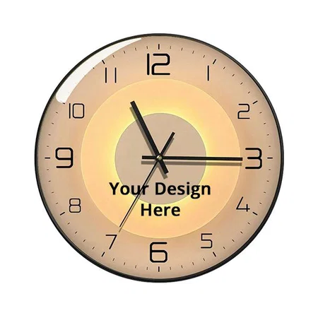 Brown Customized Wall Clock 12" Silent Quartz Decorative Wall Clock Non-Ticking Classic Digital Clock Battery Operated