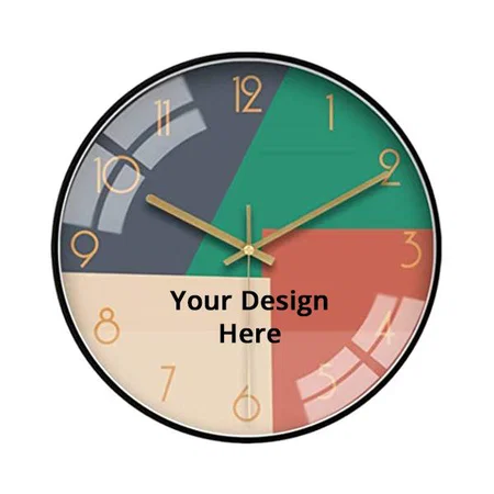 Multi Color Customized Wall Clock 12" Silent Quartz Decorative Wall Clock Non-Ticking, Classic Digital Clock, Battery Operated, Round, Easy to Read
