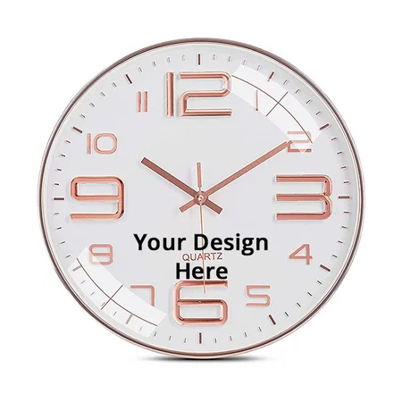 White Rose Customized Wall Clock 12" Silent Quartz Decorative Wall Clock Non-Ticking, Easy to Read Handheld Complete Home/Kitchen/Bedroom