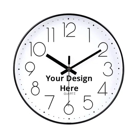 White Customized Wall Clock 12" Silent Quartz Decorative Latest Wall Clock Non-Ticking Classic Clock Battery Operated