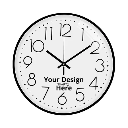 White Customized Wall Clock 12" Silent Quartz Decorative Latest Wall Clock Non-Ticking Classic Clock Battery Operated
