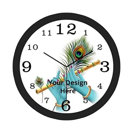 Multi Color Customized Bansuri Mor Pankh Design Wall Clock for Living Room || Bedroom || Shop || Office || Home Decor