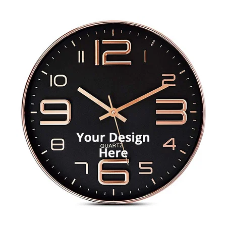 Black Customized Wall Clock 12" Silent Quartz Decorative Latest Wall Clock Non-Ticking Classic Clock Battery Operated
