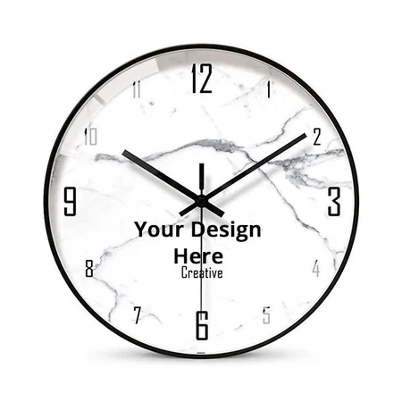 White Customized Wall Clock 12" Silent Quartz Decorative Wall Clock Non-Ticking Classic Digital Clock Battery Operated Round, Easy to Read