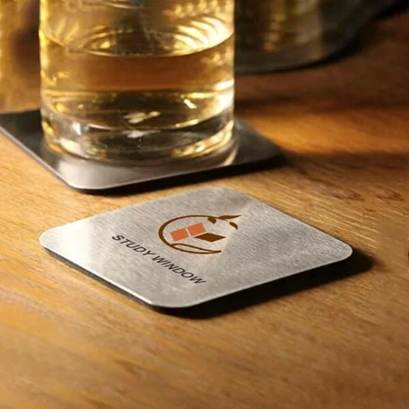 White Customized Stainless Steel Drink Coasters for Wood Table Set of 6