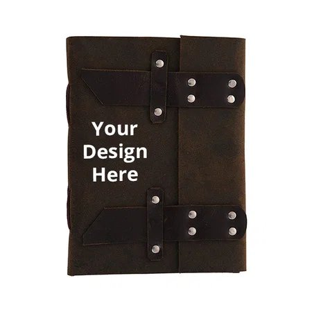 Brown Customized Handmade Spiral Ruled Leather Journal Diary with Belt Lock (4x6 Inch)