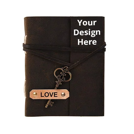 Dark Brown Customized Handmade Antique Key Lock Journal Notebook Diary