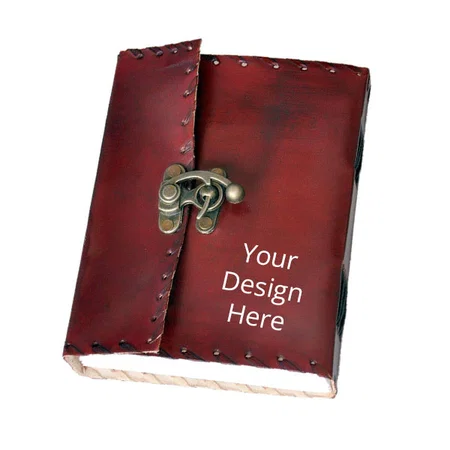 Brown Customized Leather Diary with Antique with Lock Embossed Handmade Leather Bound Notepad Journal for Men and Women Unlined 200 Pages travel Diary (7" x 5")