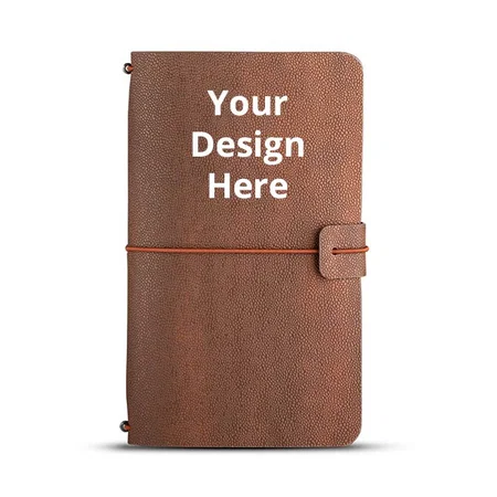 Brown Customized Faux Leather Travel Journal and Organiser Containing Two Replaceable Diary Notebooks (one Plain and one Ruled)