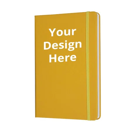 Yellow Customized Hard Bound A5 PU Leather Notebook Diary with Elastic Lock (5.8 x 8.3 inches, Pages 200)