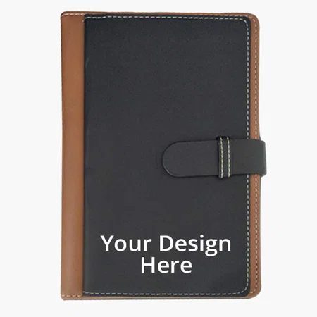 Brown Black Customized Hard Bound A5 PU Leather Diary with Elastic Lock for Office and Personal Use (Pages 200)