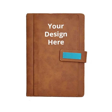 Hazelnut Customized Hard Bound Notebook Diary with PU Leather, Magnet Lock (A5, 5.8"x 8.3",200 Pages)
