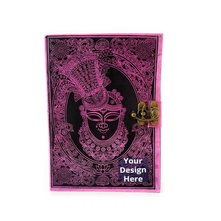Purple Customized Leather Journal, Regular Size A5 Diary with Brass Lock (200 handmade blank pages)