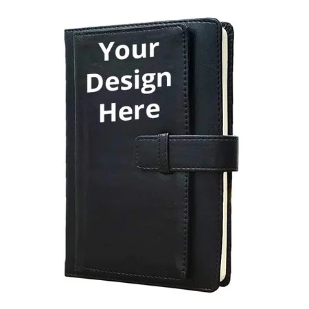 Black Customized Hard Bound (A5, 5.8" x 8.3") Diary with Belt Lock