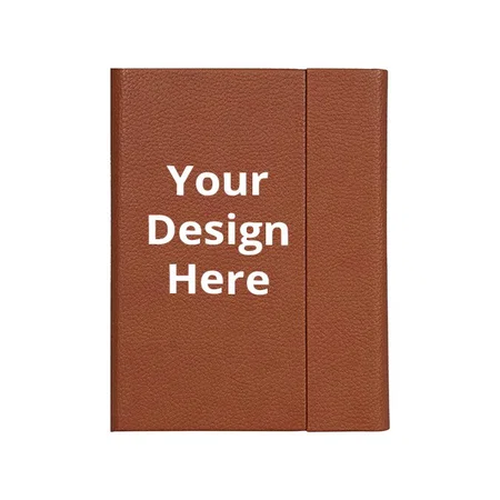 Tan Customized A5 Size Hard Bound Notebook with Magnetic Flap (PU Leather Cover Material)