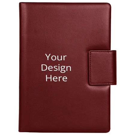 Maroon Customized A5 Size-Hard Bound Notebook with a Magnetic Overlap- Padded PU Soft Leather Cover Material