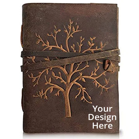 Tree Designed Customized Leather Diary Unlined Paper 7 x 5 Inches