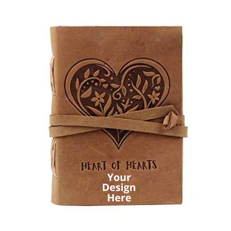 Camel Brown Customized Leather Diary, Antique Handmade Leather Bound Notepad, Unlined Paper 7 x 5 Inches