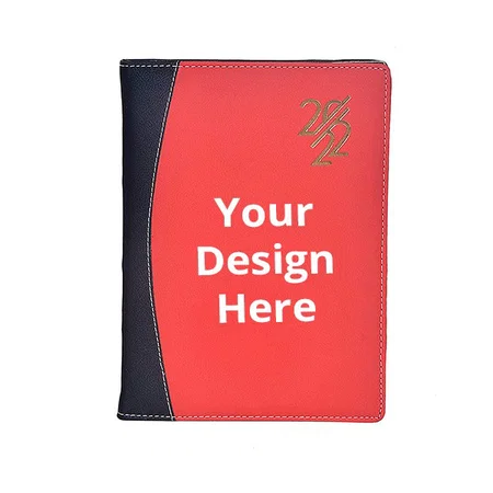Red, Black Customized 2022 Executive Style Superior Leather Diary (Full Page of Sunday, 25 cm x 18 cm x 2.5 cm, 365 Pages, 80 GSM)