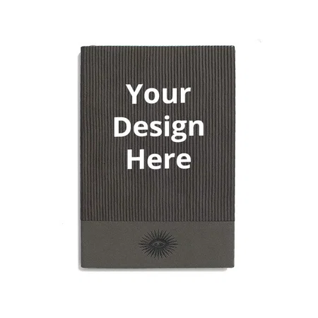 Grey Customized Suede Leather Notebook Diary, Embossed Eye with Supplementary Dotted Notepad (Size 8.25'' x 5.80'', 128 Ruled pages,16 graph pages,16 dotted pages, 16 tear sheet pages)