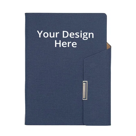 Indigo Blue Customized A5 Faux Leather Magnetic Flap Closure Diary