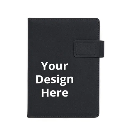 Rich Black Customized Premium PU Leather A-5 Office Journal Diary with Smart Magnetic Flap Closure (192 Pages, Ruled)