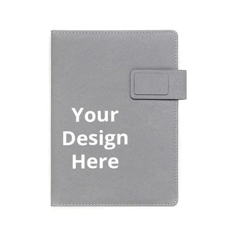 Silver Grey Customized Premium PU Leather A-5 Office Journal Diary with Smart Magnetic Flap Closure (192 Pages, Ruled)