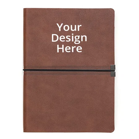 Walnut Brown Customized A-5 Faux Leather Journal with Unique Elastic Band Closure Diary