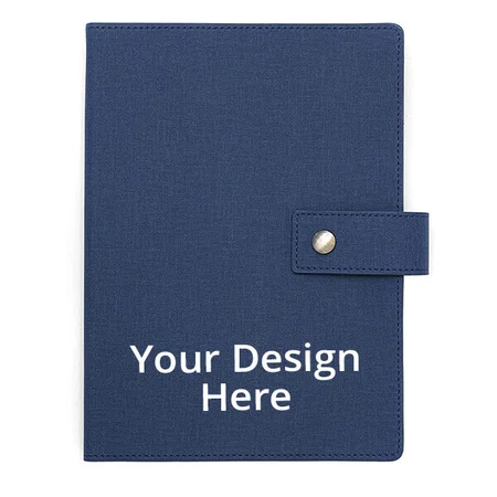 Indigo Blue Customized A5 PU Leather Diary With Button Flap Closure (Pages-192)