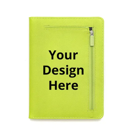 Lime Green Customized Vibrant A-5 Faux Leather Hardbound Notebook Diary with Stylish Expandable Pocket