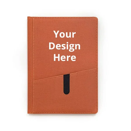 Rust Brown Customized A-5 PU Leather Journal, Soft Touch Hardcover with Stylish Utility Pocket (192 Ruled Pages)
